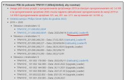 Lista plików firmware TPM191E z datami i linkami do aktualizacji