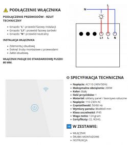 Light Switch Installation Instructions and Specifications Installation instructions and technical specifications of the light switch.