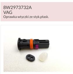 Wtyczka 8W2973732A VAG z akcesoriami uszczelniającymi Czarna oprawka wtyczki 8W2973732A z uszczelką i dwoma akcesoriami