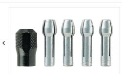 Zestaw narzędzi z jedną czarną tuleją mocującą i czterema srebrnymi tulejami.