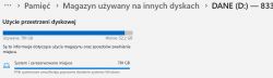 Zrzut ekranu z użyciem przestrzeni dyskowej na dysku D.