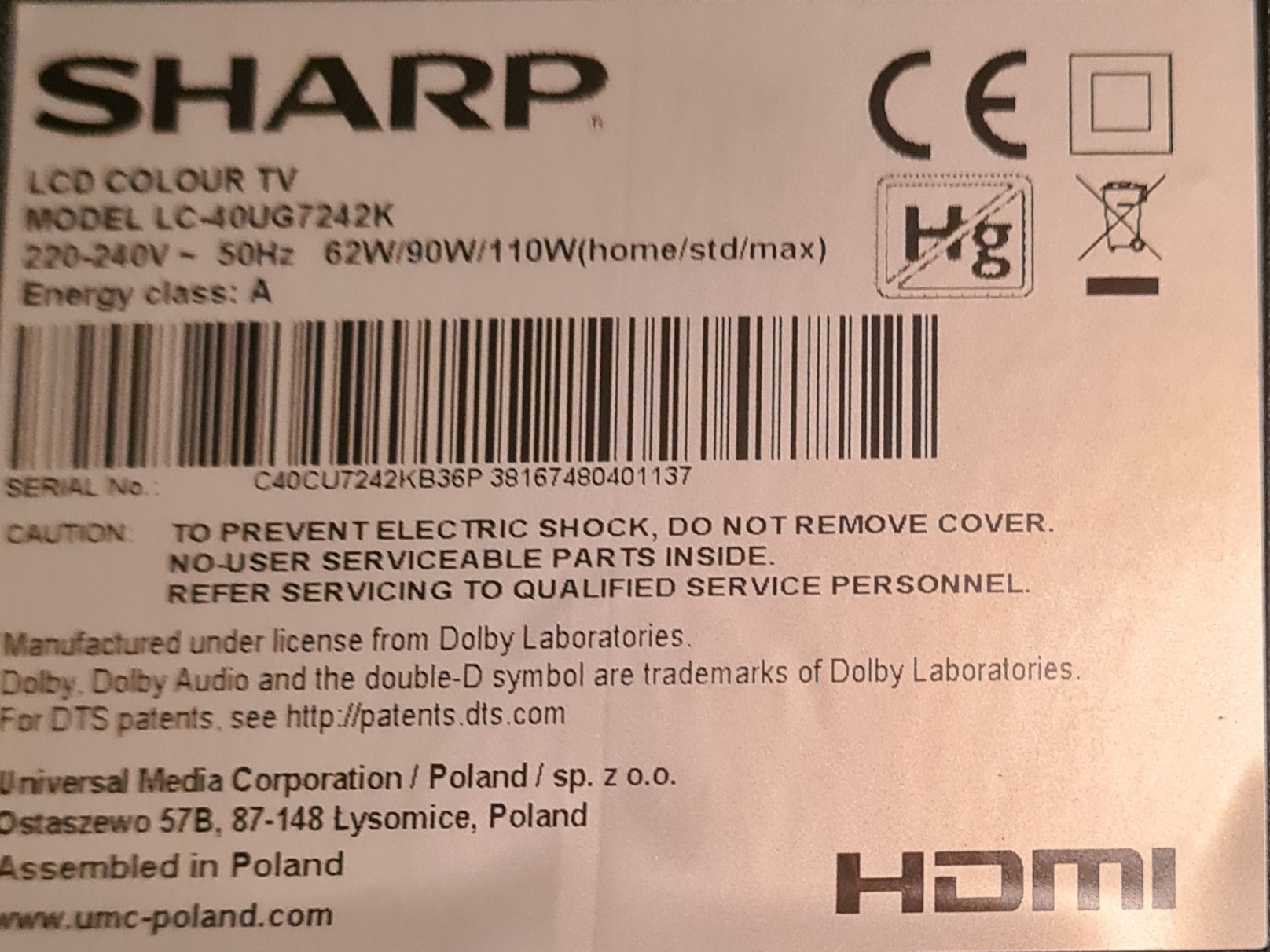Sharp LC40UG7242K Firmware Update Find & Fix Bootlooping TV Issues