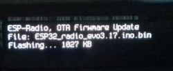 Display showing firmware update for ESP-Radio.