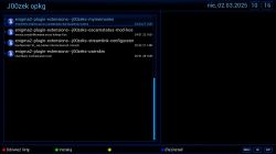 Ekran oprogramowania Enigma2 z listą zainstalowanych rozszerzeń