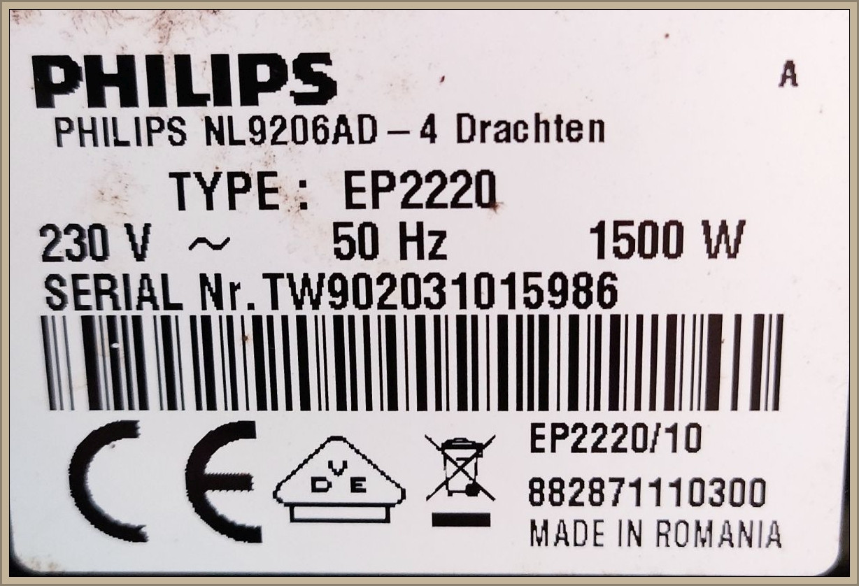 [Rozwiązano] Ekspres Philips NL9206AD-4 (typ EP2220) - nie kończy ...