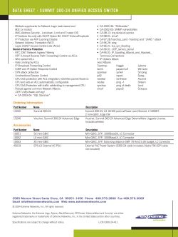 Katalogowa specyfikacja techniczna przełącznika sieciowego Summit 300-24 firmy Extreme Networks, zawierająca główne cechy, funkcje, opcje i akcesoria.