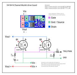 Schemat ideowy z płytką sterownika MOSFET D4184.