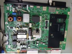 Mainboard of Samsung UE50NU7090U Samsung TV mainboard with indicated power supply voltages.
