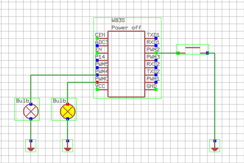 Circuit Diagram of WBS5 System with Bulbs Circuit diagram of a system with bulbs and WBS5 microcontroller