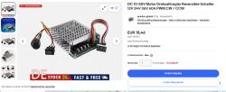 Regulator obrotów silnika DC z aluminiową obudową i przewodami.