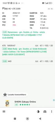 Zrzut ekranu z aplikacji Net Monster pokazujący dane sieci 4G LTE.