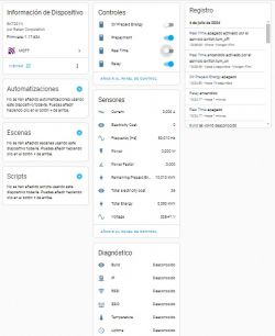 Screenshot of the user interface of an energy monitoring system.