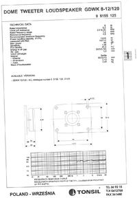Parametry Głośnika GDWK 8-12/120