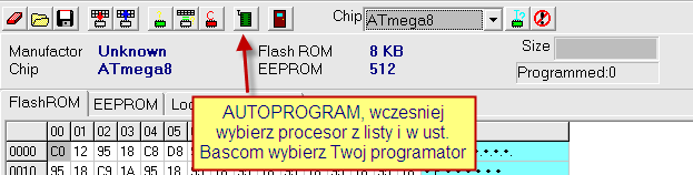 Jak wrzuć plik hex do atmegi8 przez bascoma