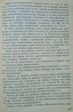 Technical book page explaining two-transistor radio receiver circuit