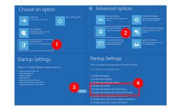 Zrzut ekranu przedstawiający konfigurację trybu awaryjnego w systemie Windows 10.