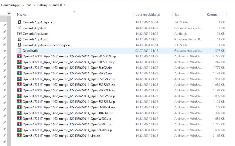 Screenshot of a .NET project folder showing various DLL and ZIP files.