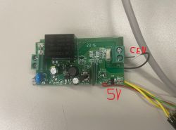 PCB with connected wires labeled CEN and 5V