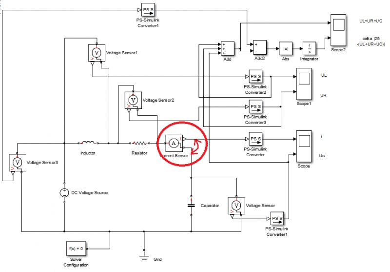 symulacja układów analogowych R L C w matlab simulink.