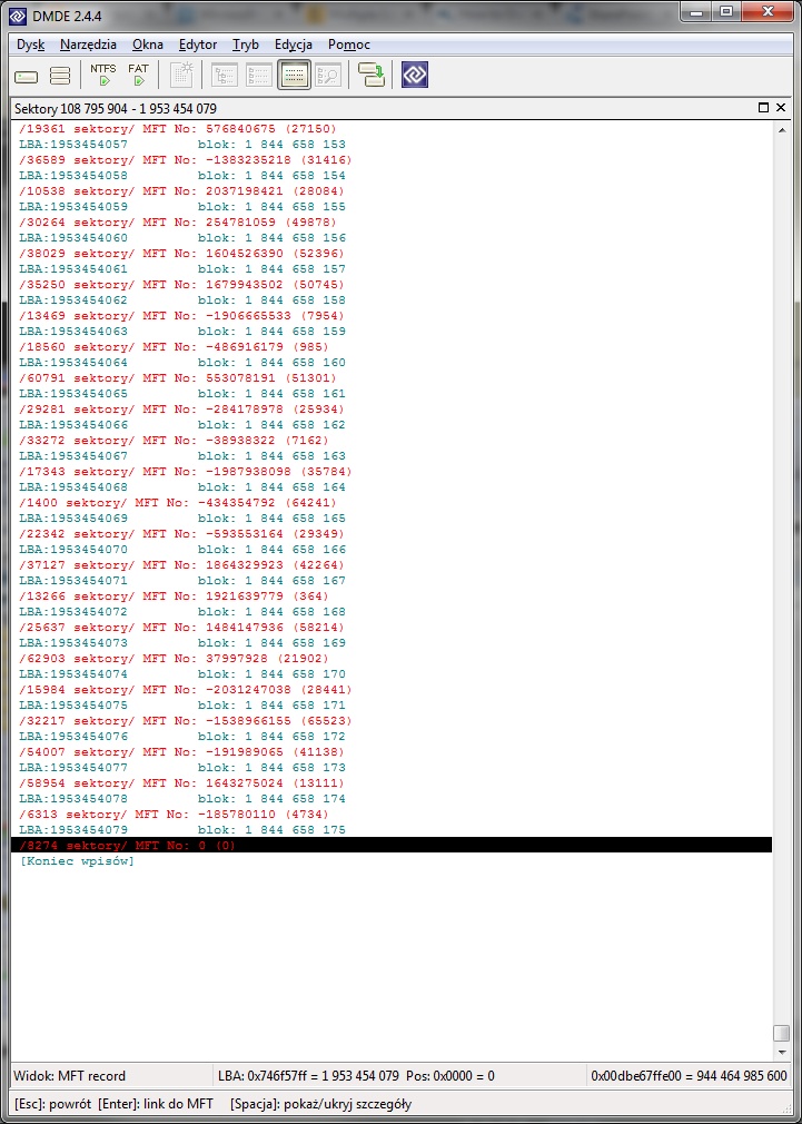 Correcting errors in the master file table mft mirror что это