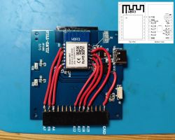 PCB board with WBR3 module and USB-C connector with labeled components.