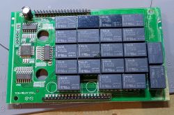 TCS+ RELAY V3.0 board with NAIS relays and electronic components Circuit board marked TCS+ RELAY V3.0 with NAIS relays and two main ICs