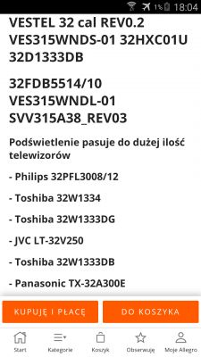 Toshiba 32L3433DG - Praca TV po zgaszeniu obrazu, wymiana podświetlenia i zasilacza