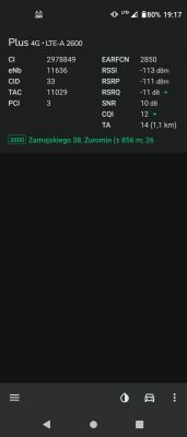 Antena do TP-Link MR400 w środowisku miejskim - Plus/Cyfrowy Polsat, Żuromin