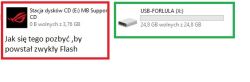 Zrzut ekranu z Windows: USB-FORLULA (X 24,8 GB i „Stacja dysków CD (E” 3,76 GB.