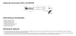 Schemat i dane techniczne wyłącznika WUN-1-IR z czujnikiem zbliżeniowym IR