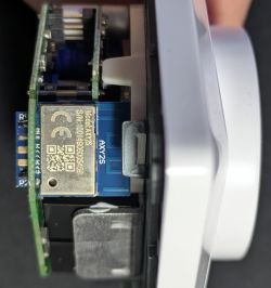 AXY2S Module in Disassembled LSC Connect Dimmer Close-up of a disassembled LSC Connect smart dimmer module with the AXY2S chip visible.