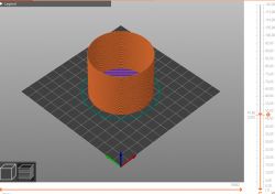 Model 3D walca na siatce z podaną wysokością.