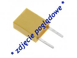 Żółty rezonator ceramiczny o prostopadłościanie z dwoma nogami.