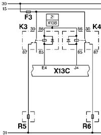 Renault Scenic 1.9 d - Uszkodzenie przekaźnika grzałek płynu chłodzącego.