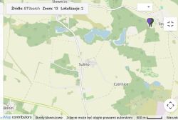 Mapa okolic Sulina z zaznaczoną lokalizacją BTS w kierunku Stradzewa