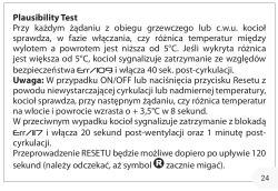 Opis testu wiarygodności błędu Err/109 w instrukcji obsługi kotła grzewczego
