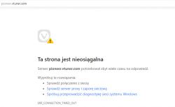 Strona błędu niedostępności serwera pioneer.vtuner.com.