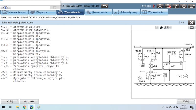 Schemat instalacji silnika i wskaźników do Master II 3.0 dci - brak świecenia kontrolki świec