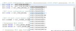 Widok konfiguracji rejestru zegara RCC w STM32.