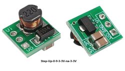 Dwa moduły przetwornicy Step-Up 0.9-3.3V na 3.3V widoczne z obu stron.