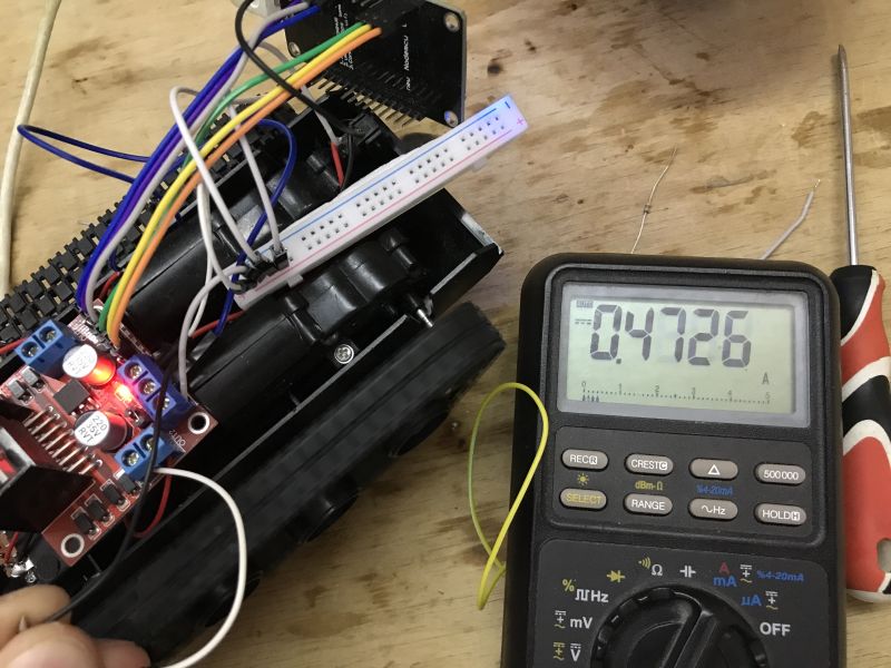 Current Measurement in DIY Robot with L298 and NodeMCU Current measurement in a robot built with L298 and NodeMCU modules