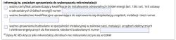 Wyciąg z formularza z trzema polami do zaznaczenia odnośnie uprawnień do instalowania mikroinstalacji, z miejscami na wpisanie numerów dokumentów.