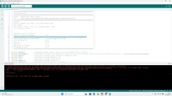 Arduino IDE screenshot with ESP32_radio code and compile error “class Audio has no member named settings”.