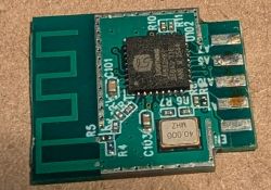 Electronic module with visible IC chip and PCB antenna