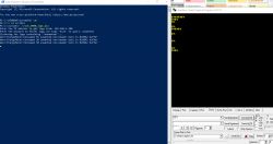 Screenshot showing PowerShell and RealTerm used for UART data analysis.