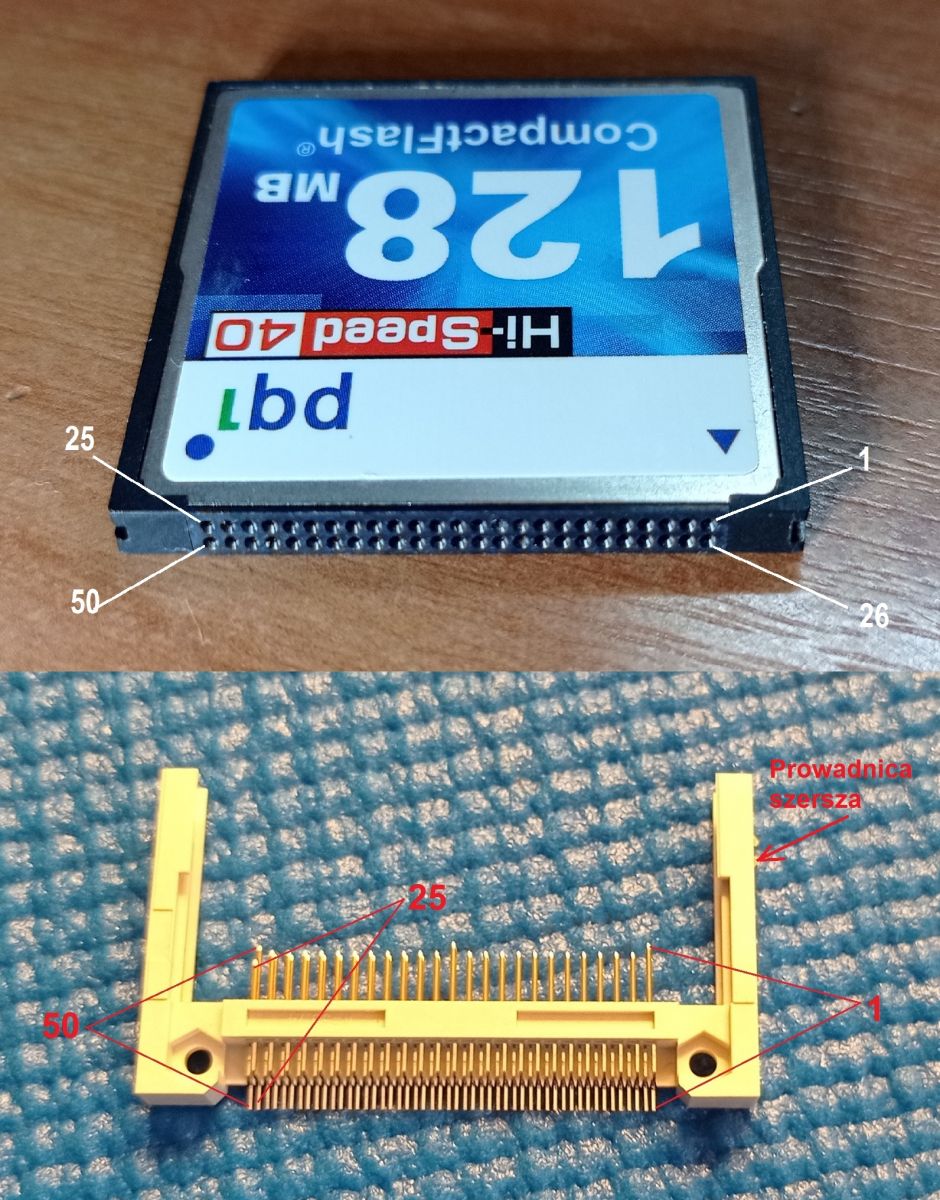 Karta compact flash, gdzie jest pin 1? - elektroda.pl