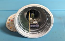 Interior of Lepro GU10 RGBWW LED Bulb Interior of an LED bulb housing showing electronic components.