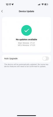 Device Update Screen Device update screen showing no updates available.
