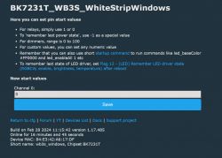 Screenshot of startup configuration settings in the BK7231T interface.