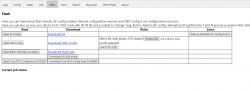 Screenshot of the Flash section in a web application with various options for reading, downloading, and writing device configurations.
